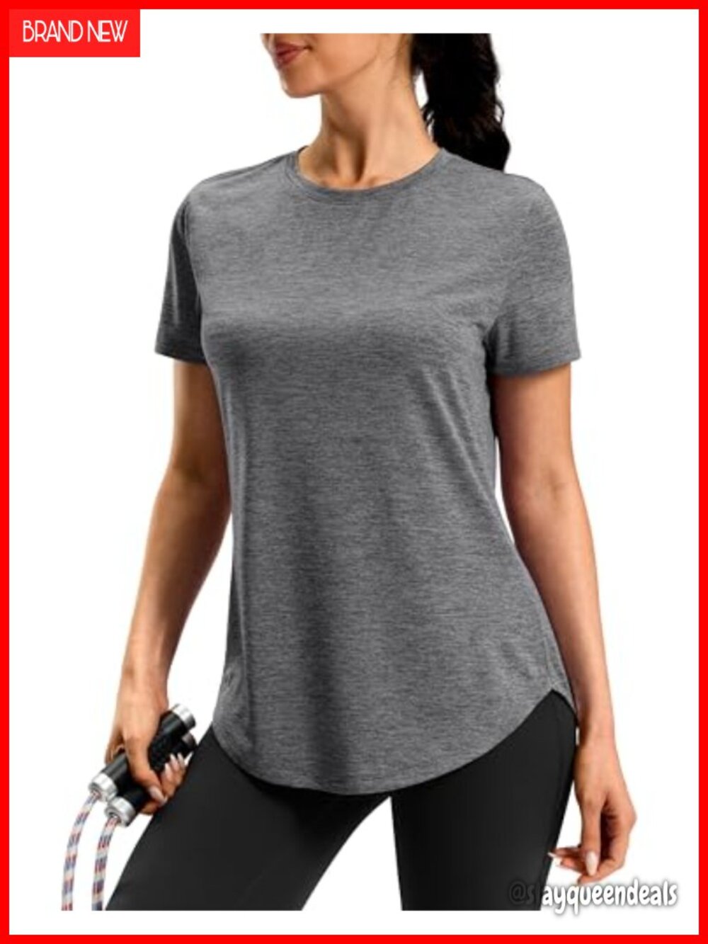 Women's Workout Shirt Bum-Covering Curved Hem Dry Fit Athletic Tee